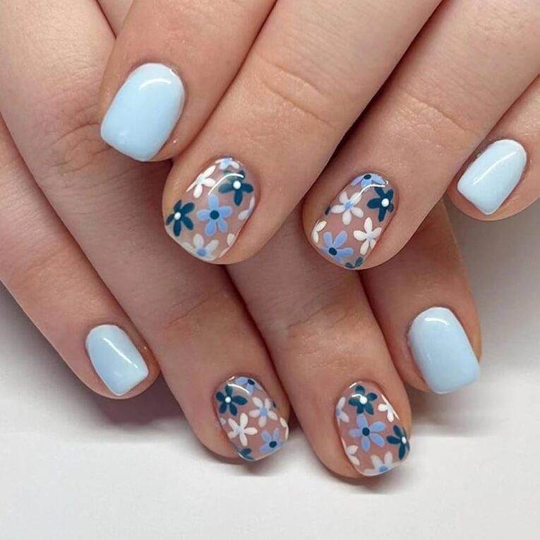 Short Blue Nail Designs