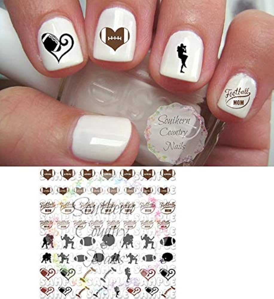 Amazon Football Mom Sports Football Mom Set Of 56 Nail Art Designs Decals Beauty Personal Care