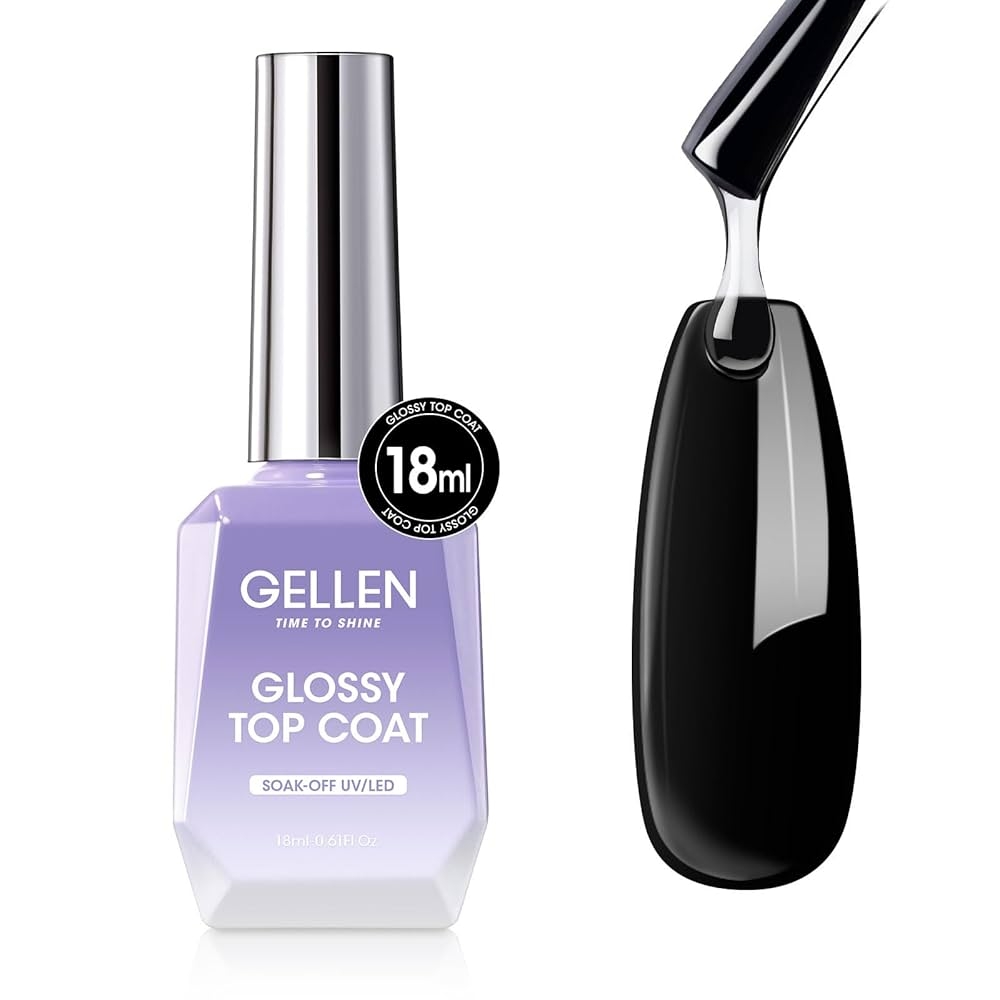 Amazon GELLEN Gel Top Coat Nail Polish 18ml No Wipe Top Coat Gel Polish High Gloss Shiny Long Lasting Soak Off Nail Lamp For Home DIY And Nail Salon Beauty