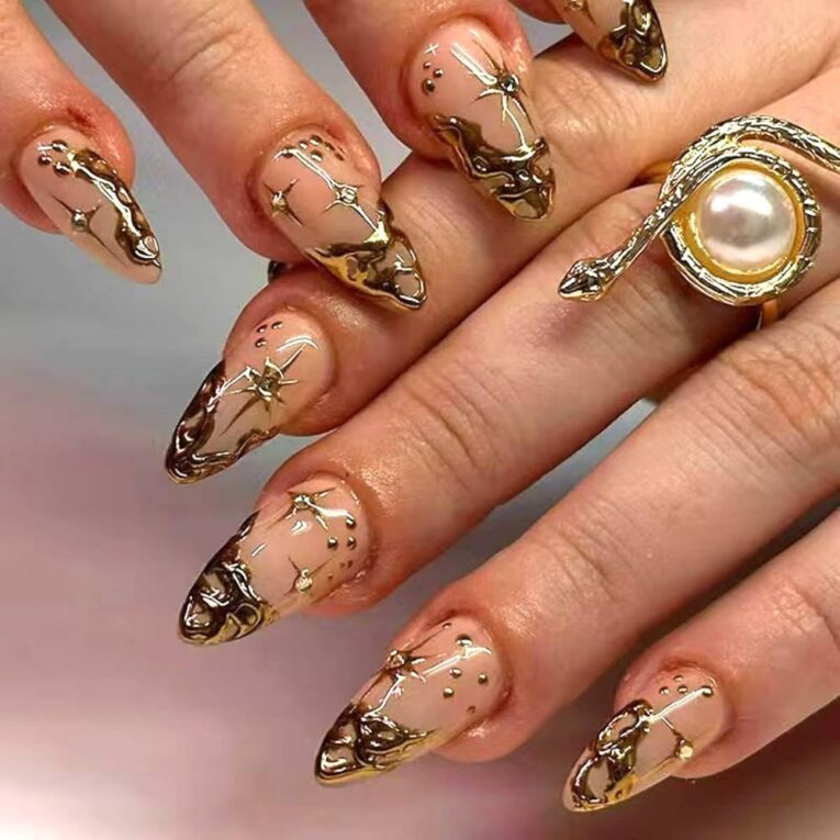 Gold Design Nails