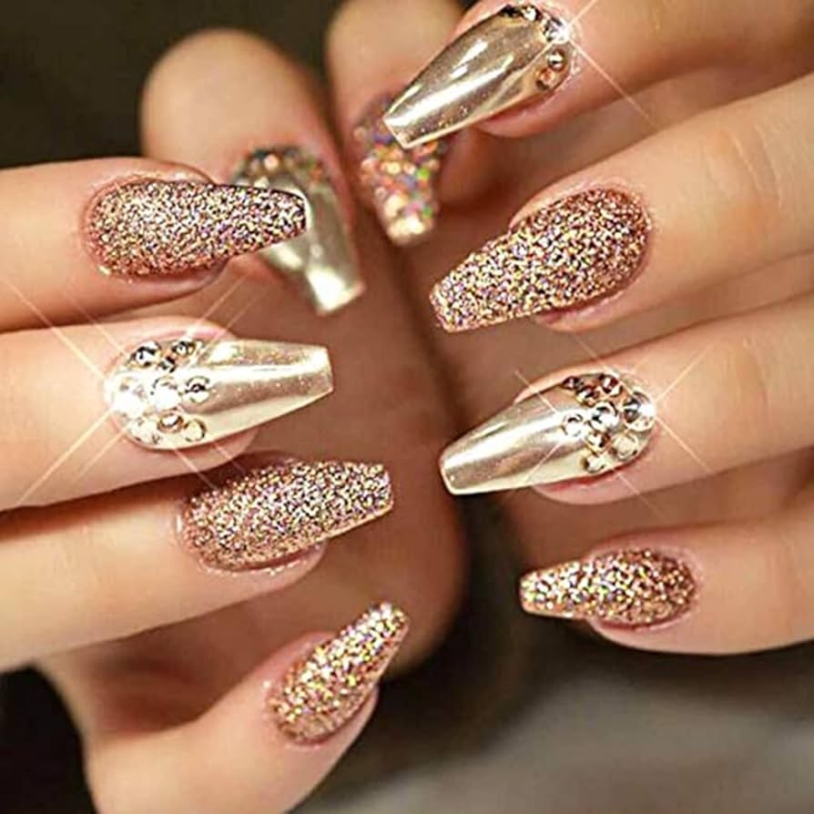 Amazon Gold Glitter Nail Art Decoration Holographic 3D Sparkly Nail Art Sequins Mixed Glitter Nail Flakes Powder Foils Strips Designs For Women Girls Manicure Charms Acrylic Supplies DIY Resin Accessories Beauty