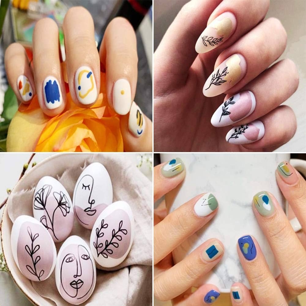 Amazon Graffiti Fun Nail Art Stickers Abstract Nail Decals 3D Self Adhesive Abstract Lady Face Rose Leaf Nail Design Manicure Tips Nail Decoration For Women Girls Kids 6Sheets Beauty Personal Care