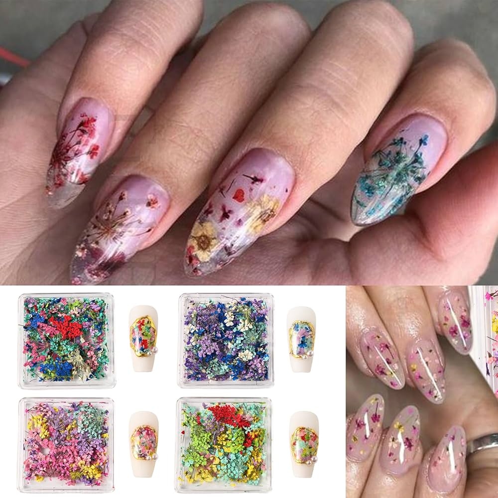 Amazon Haipink Japanese Nail Fashion Dried Flower Nails Art Nails Art Decorations For Parties Weddings And Dateing Dried Flower Nail Decoration Japanese Nails Art For Women Beauty Personal Care