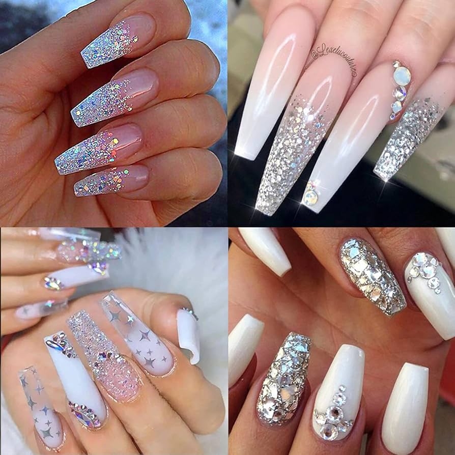 Amazon Holographic Silver Glitter Nail Art Sequins Laser Flakes 8 Designs Powder Stars 3D Acrylic Nails Supplies For Women Manicure Sparkly Decorations DIY Resin Tips Beauty Personal Care