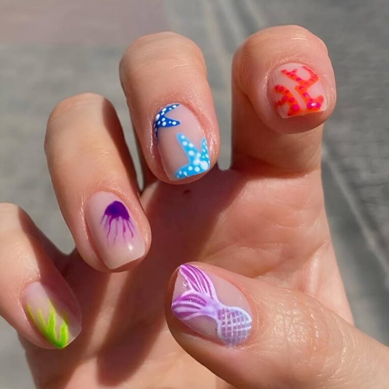 Coral Design Nails