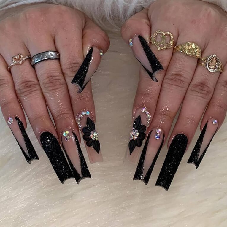 Black Acrylic Nail Designs