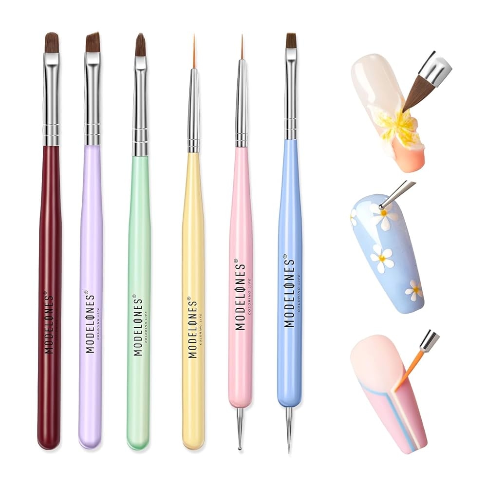 Amazon Modelones Nail Art Brushes Set Nail Brush Kit Gel Polish Extension Gel Liner Carving Apex Building Dotting Pens Professional Tools For Drawing Painting 3D Design Salon DIY Use Beauty