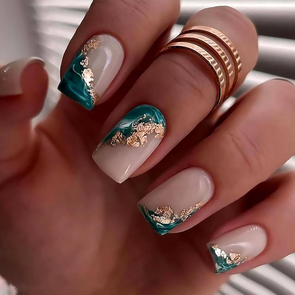 teal nail art designs