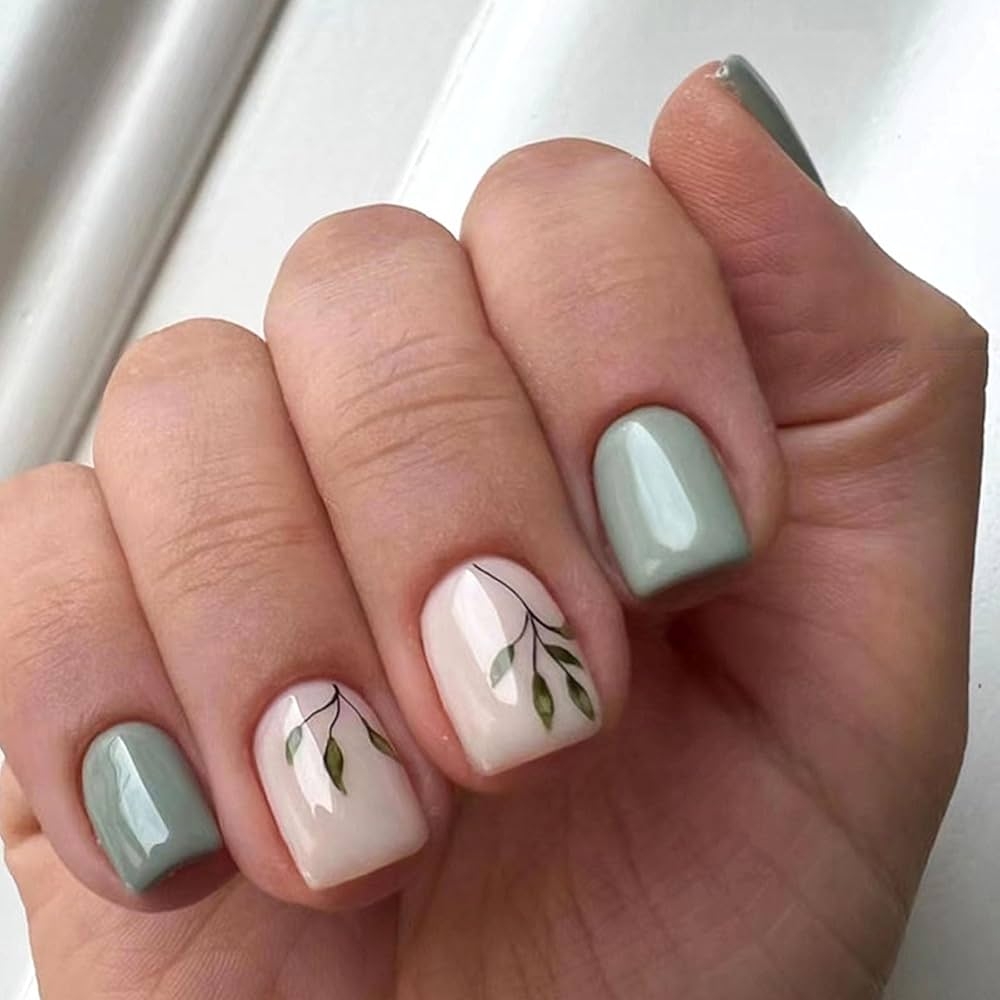 Amazon Press On Nails Short Square Fake Nails Acrylic False Nails With Leaves Designs Elegant Lake Green Pink Full Cover Glue On Nails For Women 24 Pcs 12 Size Beauty Amazon Press On Nails Short Square Fake Nails Acrylic False Nails With Leaves Designs Elegant Lake Green Pink Full Cover Glue On Nails For Women 24 Pcs 12 Size Beauty