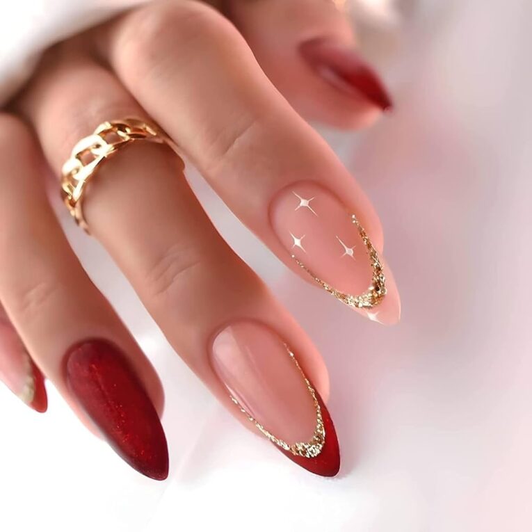 Red And Gold Nail Designs