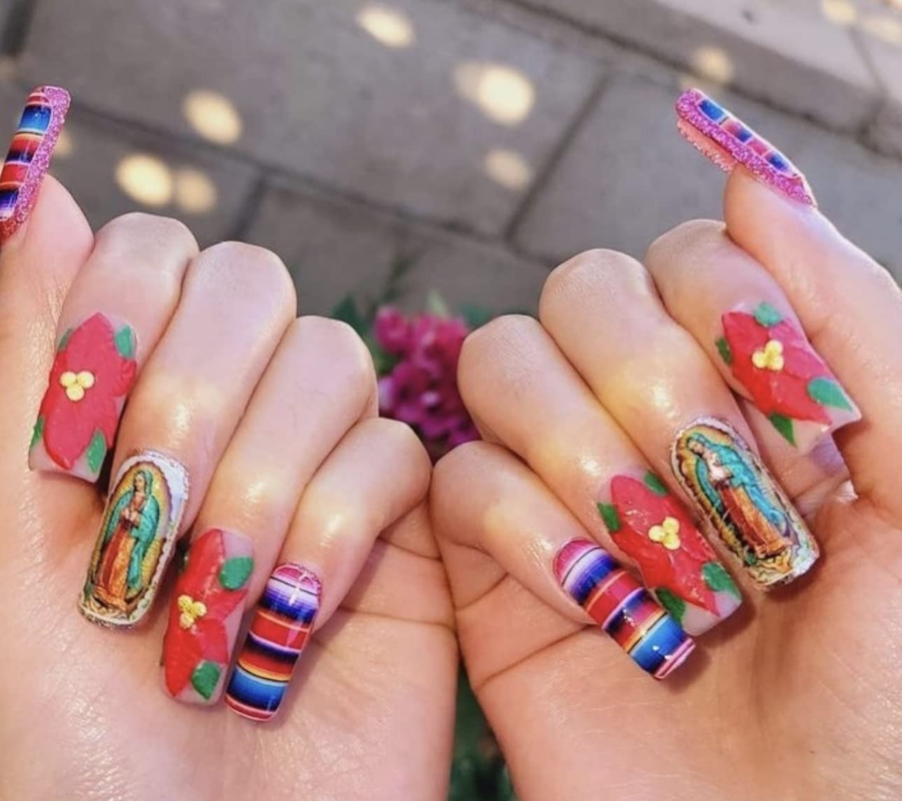 Amazon Serape Nail Decals Mexican Pride Nail Art Supplies I Love Mexico Serape Latina Nail Decal Viva Mexico Chicano Art Chola Nail Decoration Water Slides Hecho En Mexico Azteca Virgen De Guadalupe 