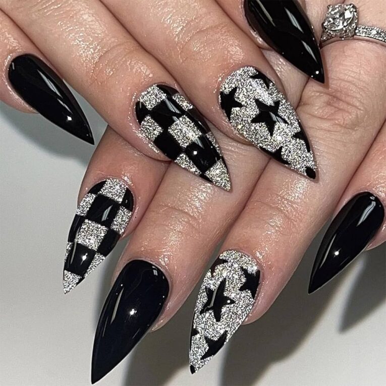 Silver And Black Nail Designs