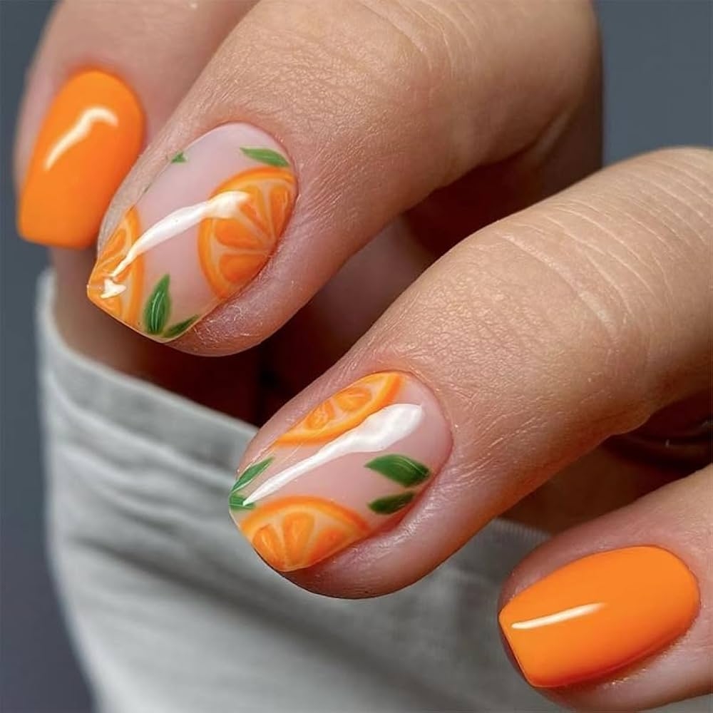 orange nail design