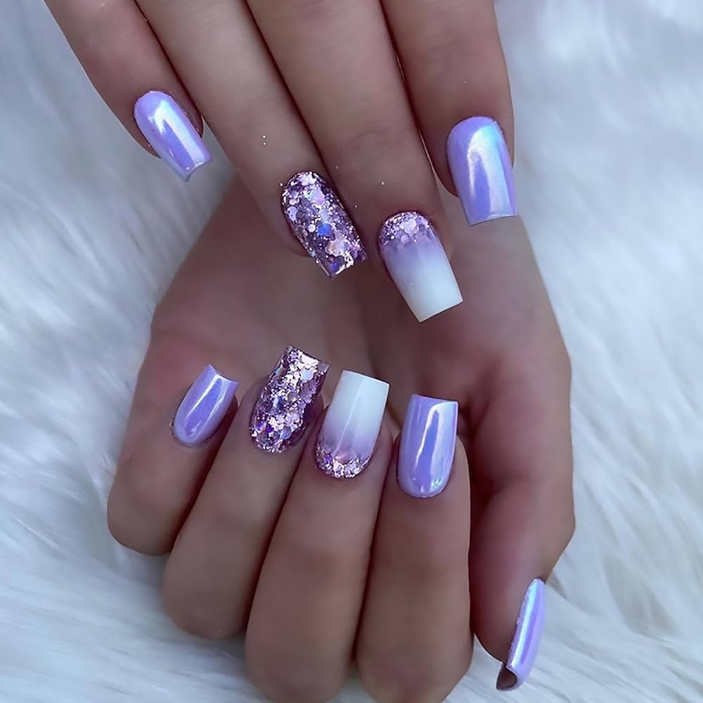 nail designs for purple nails