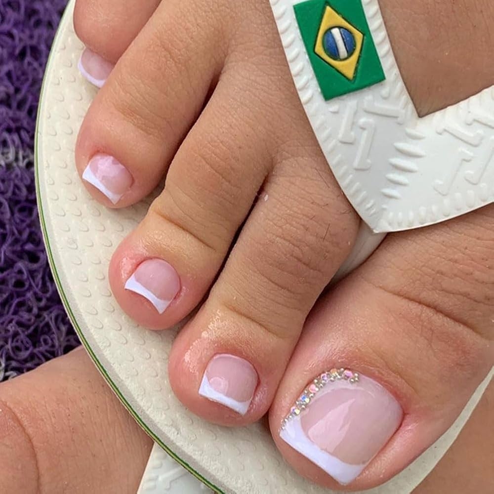 Amazon WAFOLOZE Press On Toenails Fake Toe Nails Short Toe Nail Press Ons Glossy Toe Nails Press On Designs Artificial Toenail Press On Nails White French Tip Toe Nails For Women 24Pcs F Beauty
