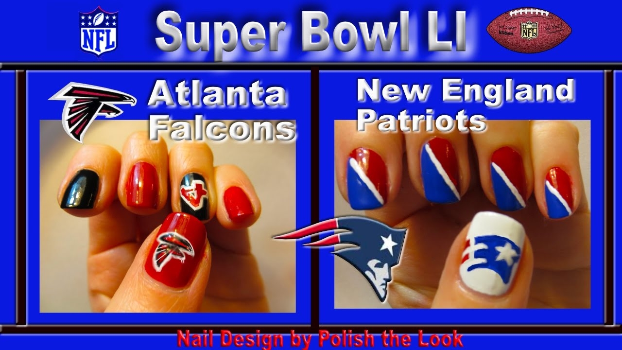 Atlanta Falcons New England Patriots DIY Super Bowl Nail Art YouTube
