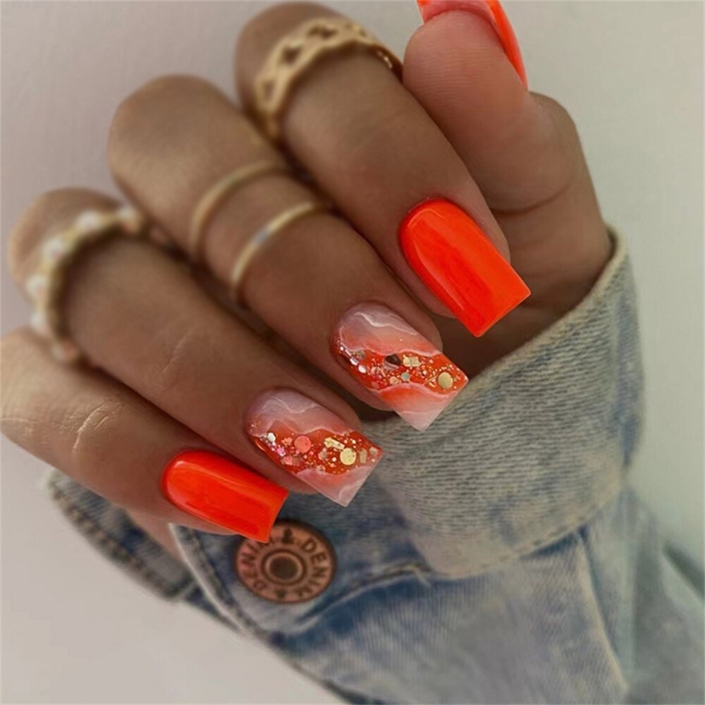 orange nail designs