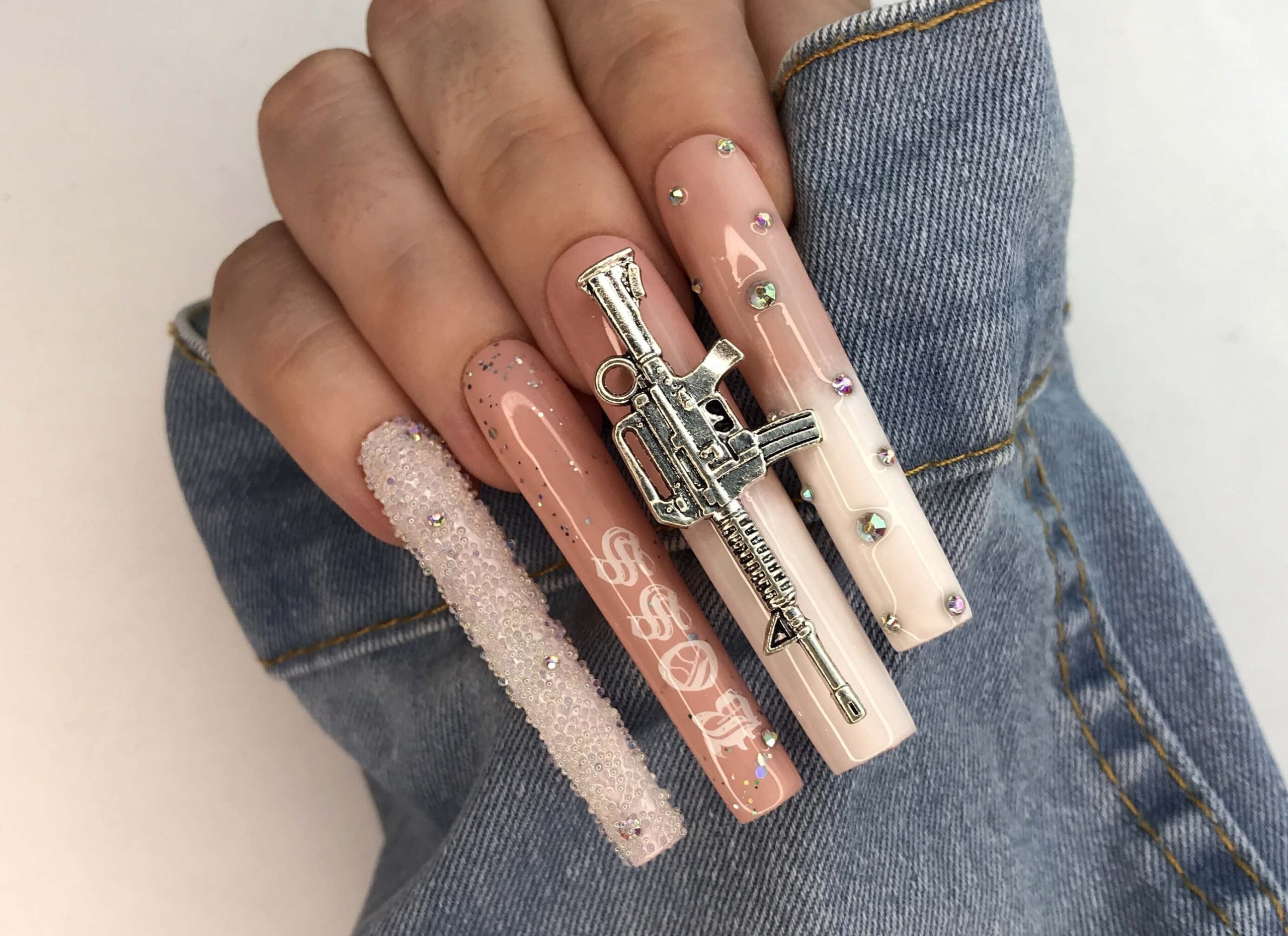 Baddie Nails XXL Press On Nails Long Gangster Nails Etsy
