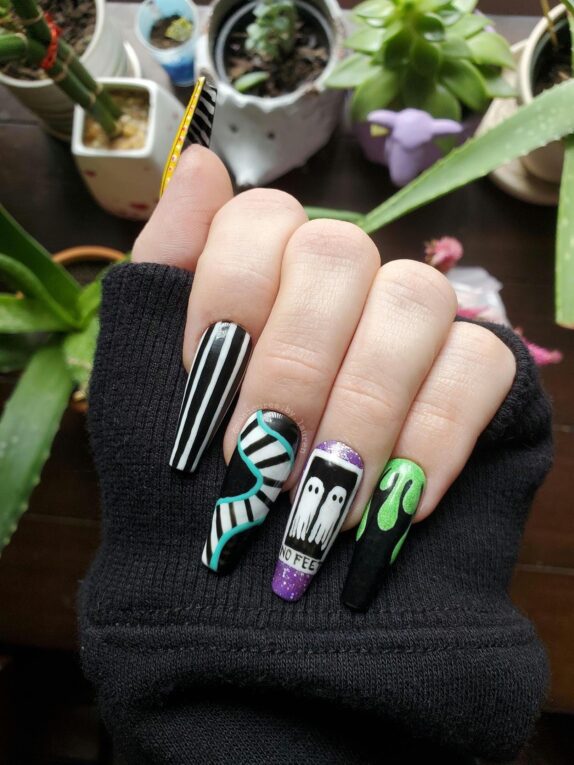 Beetlejuice Nail Designs