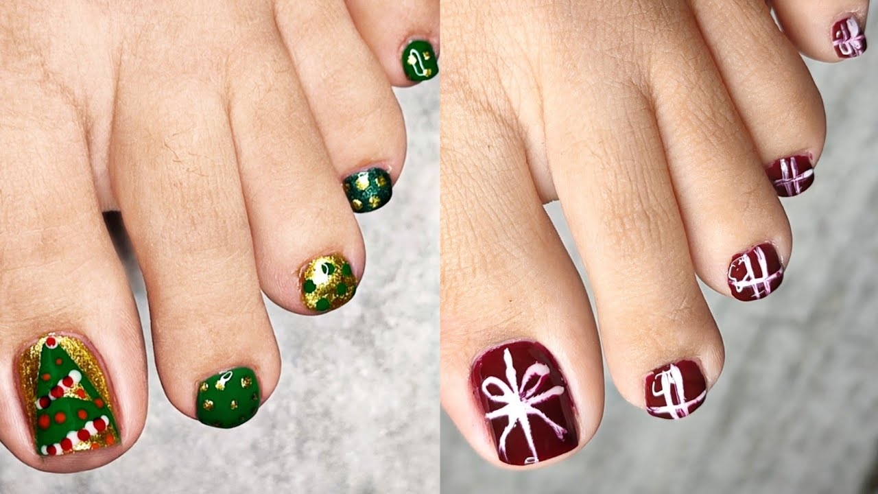Best And Easy Foot Nail Art For Xmas New Year Festive Toe Nail Art Designs By Nail Delights YouTube
