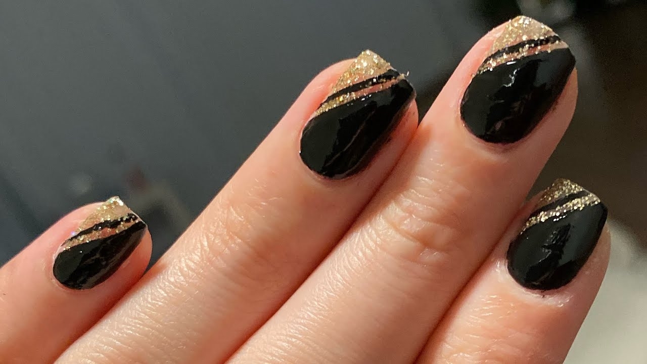Black And Gold Nail Art YouTube