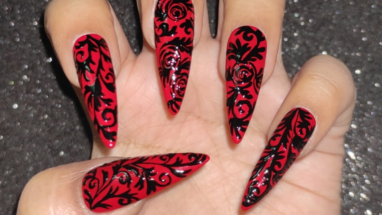 red black nail designs