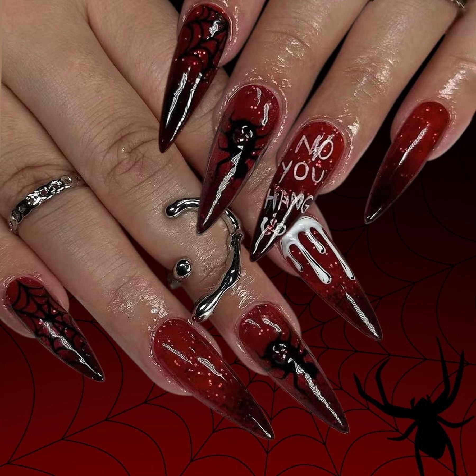 nail design red black