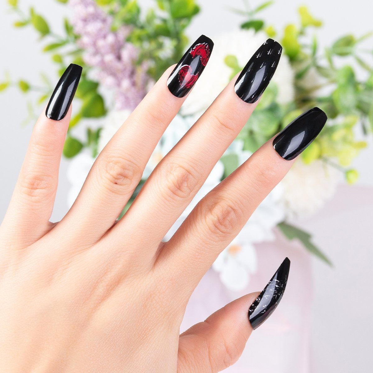black coffin nail designs