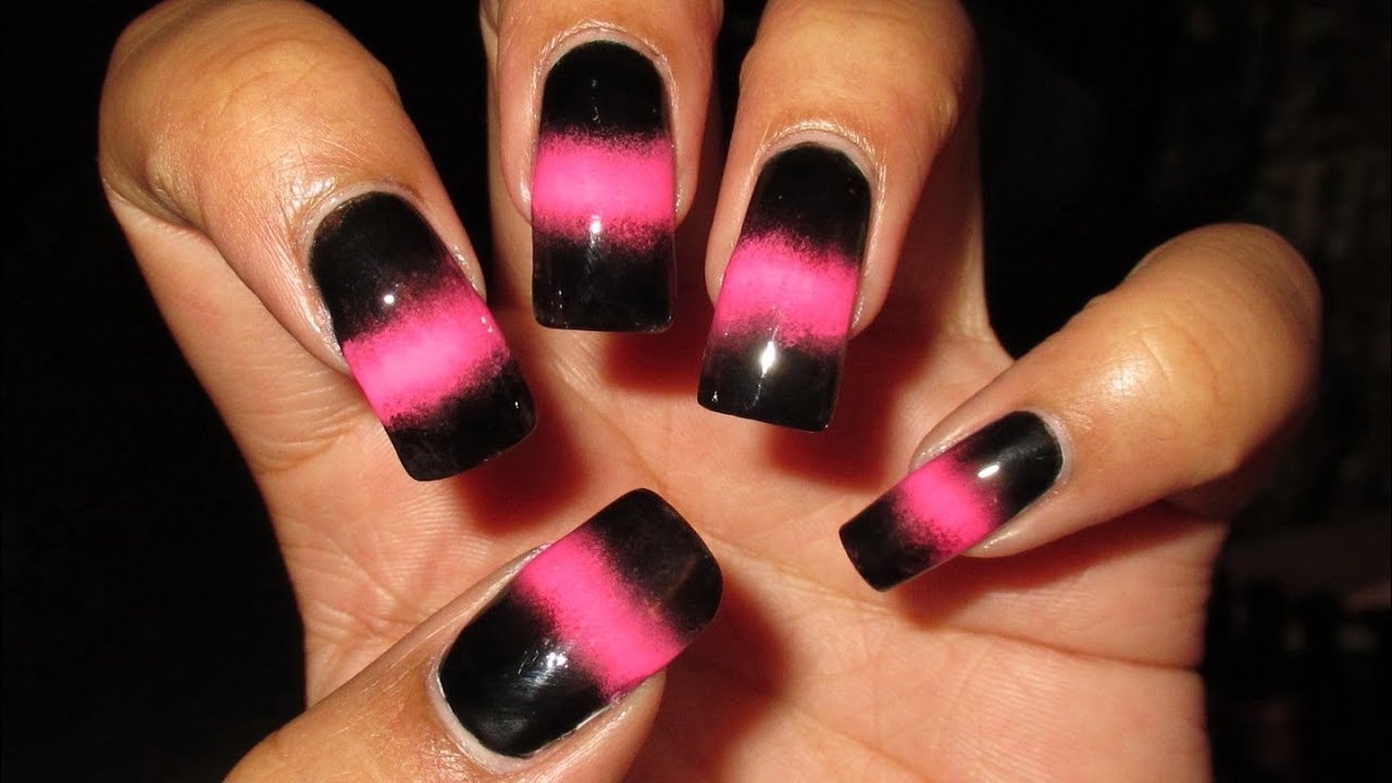nail designs black and pink