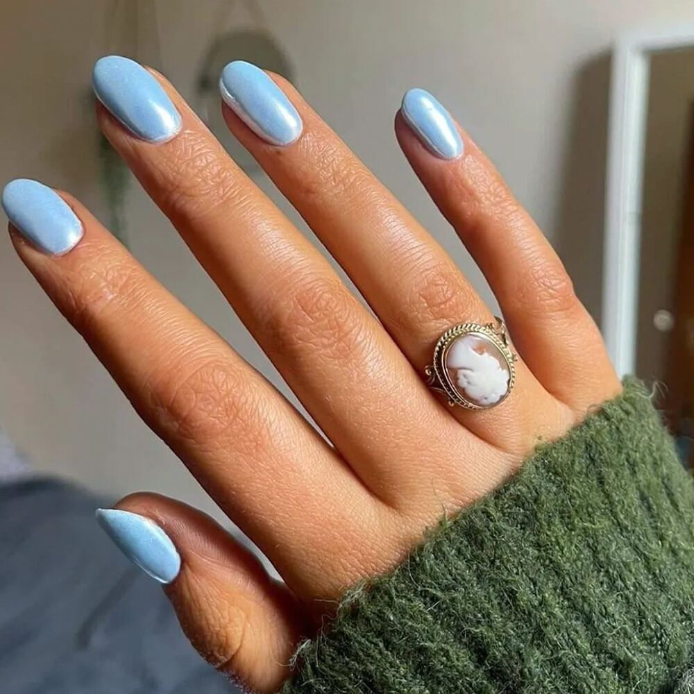 Blue Chrome Nails Inspo You ll Want To File Away For Your Next Mani