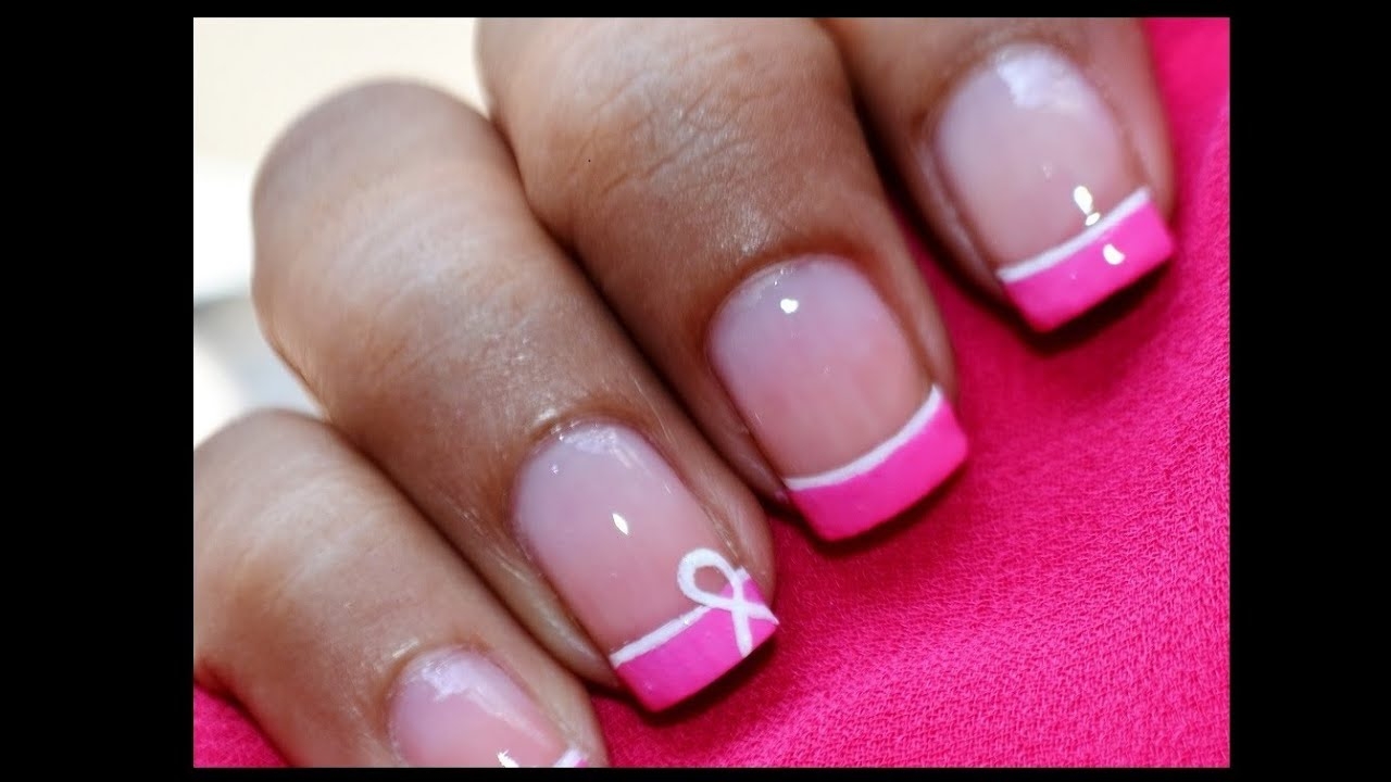 Breast Cancer Nails Pink Nail Designs Tutorial YouTube