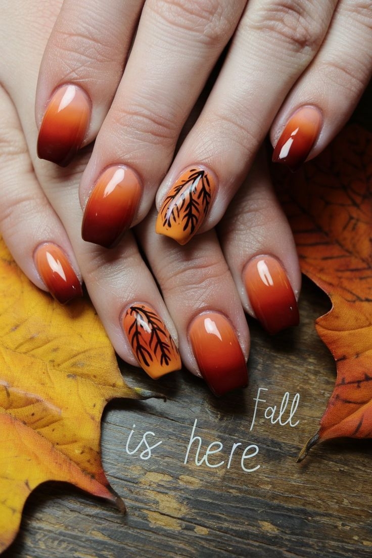Burnt Orange Ombre Nails Fall Gradient Nail Ideas