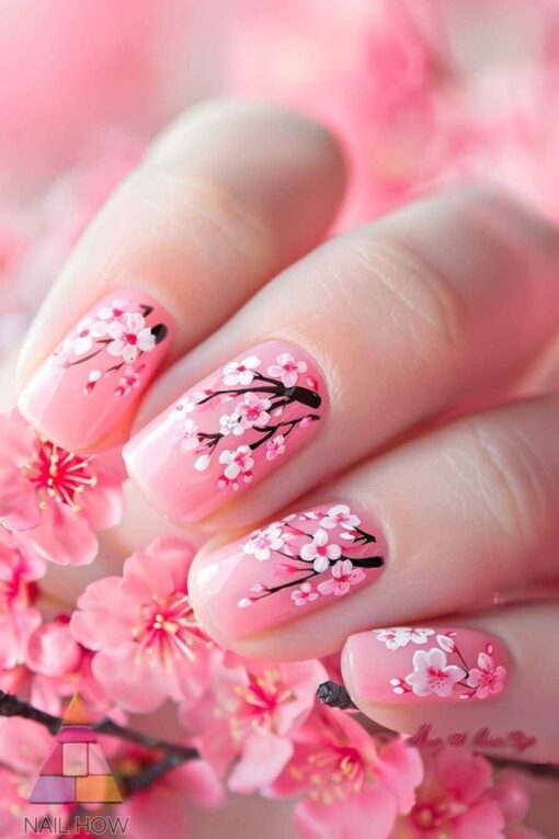Cherry Blossom Nail Design