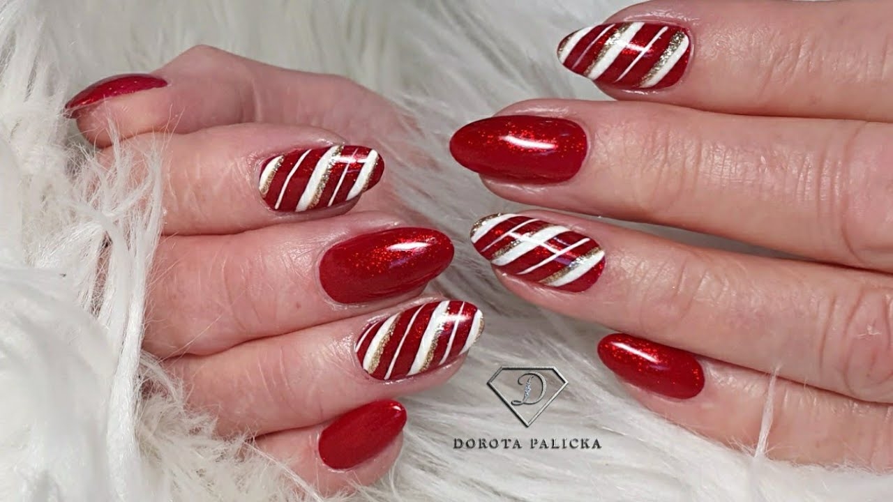 Christmas Nails Candy Cane Nail Art How To Do Gel Rebalance YouTube