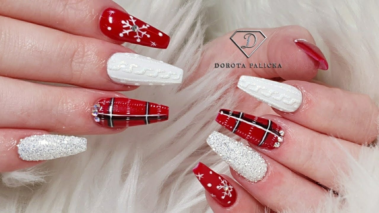 Christmas Nails Trends Red And White Nail For Christmas With Tartan Design YouTube Christmas Nails Trends Red And White Nail For Christmas With Tartan Design YouTube