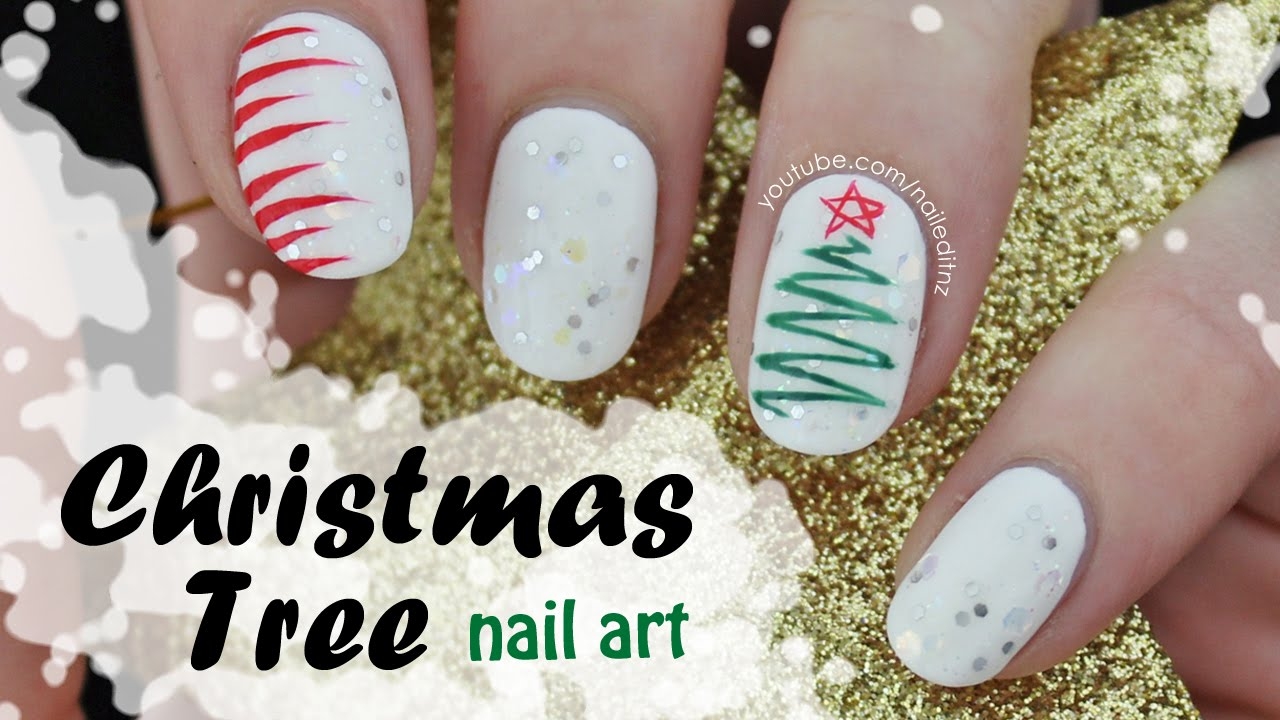 Christmas Tree Nail Art Simple Squiggle YouTube