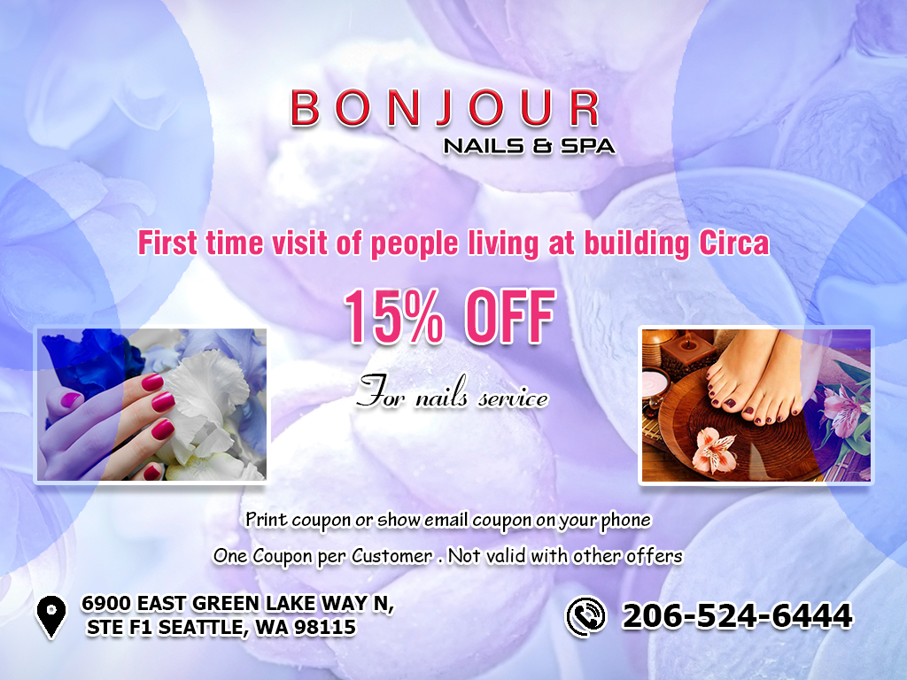 Coupons Bonjour Nails Spa Nail Salon Seattle WA 98115