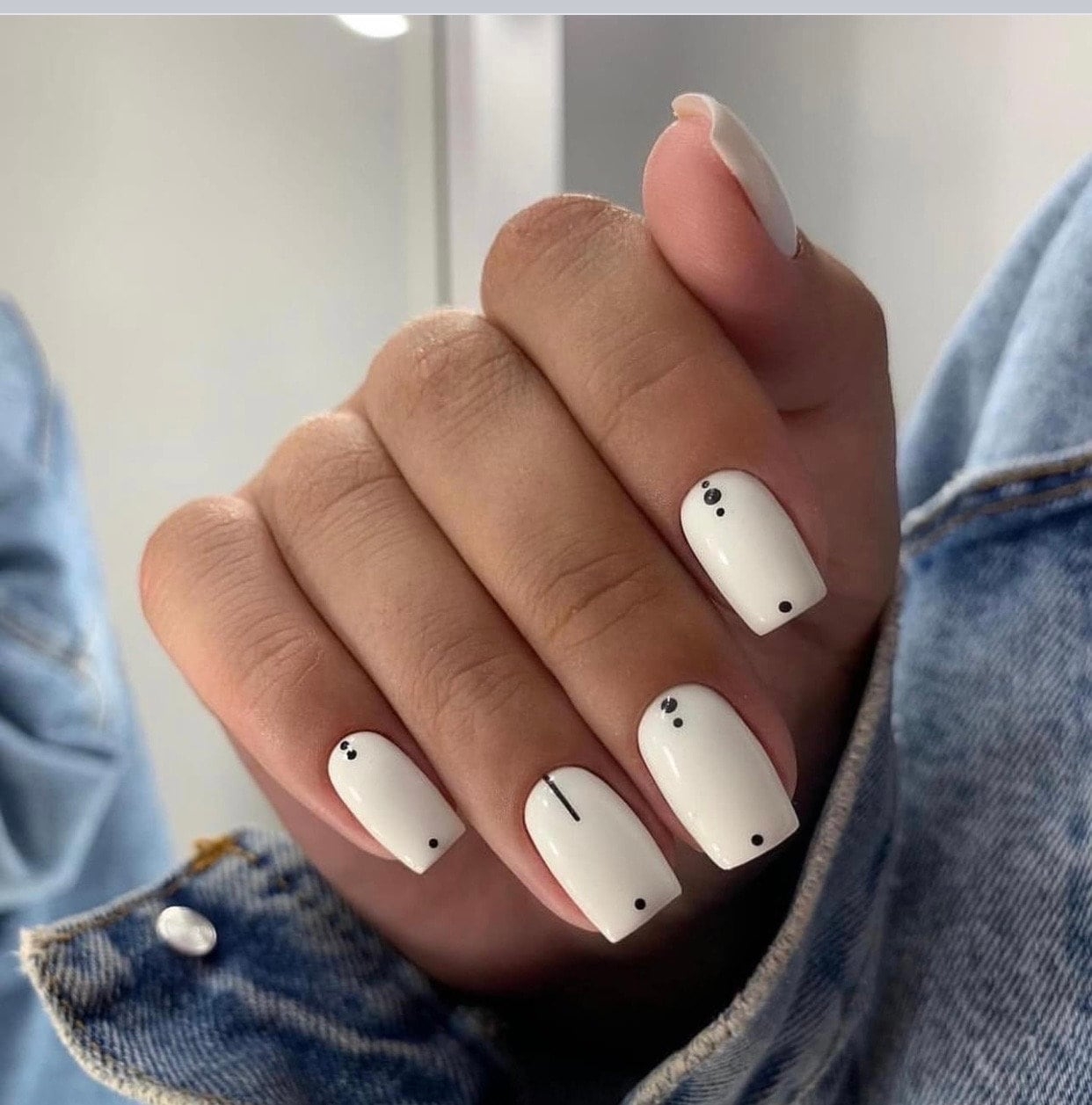 DOT White press On Nails luxury Nails White Nails One Color Nails Nail Art Nails Nails With Dots Short Square Nails Glue On Nails Etsy