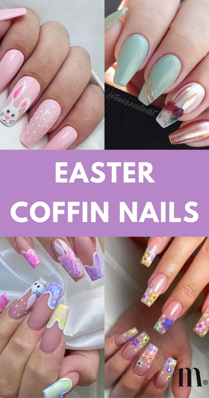 Easter Elegance Coffin Nail Ideas