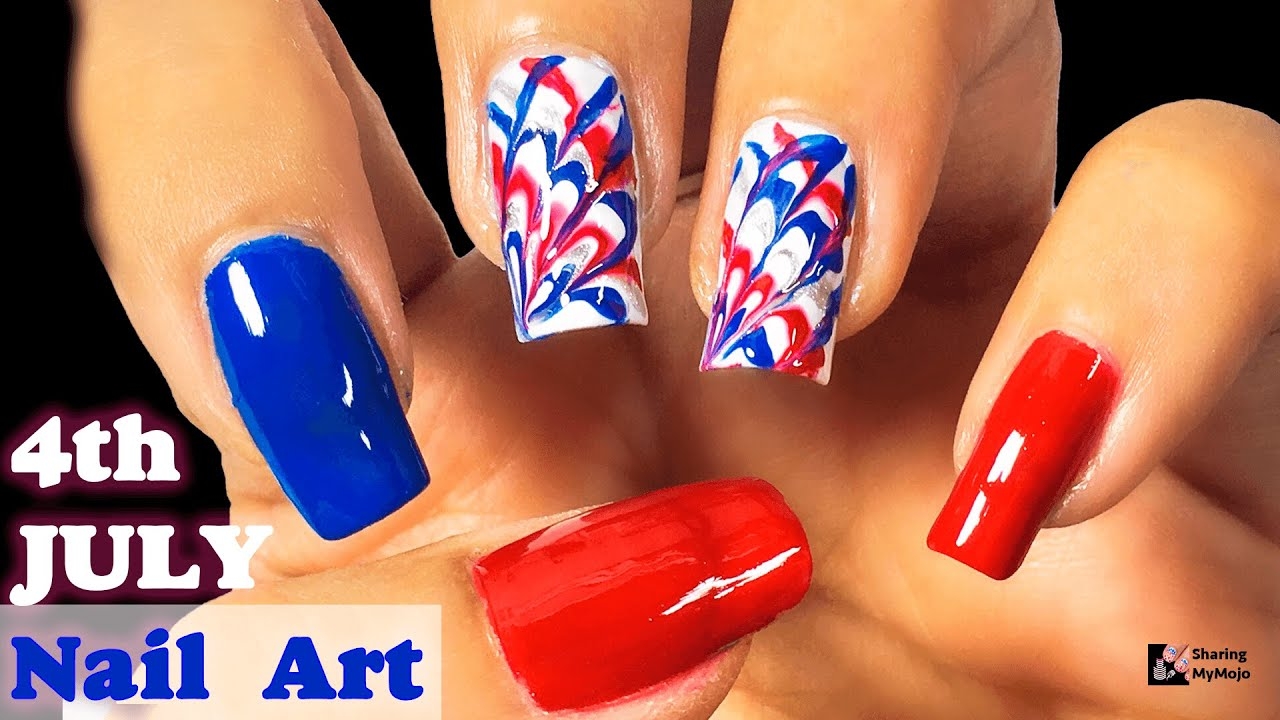 Easy 4th Of July Nail Design Red White And Blue Nails USA YouTube
