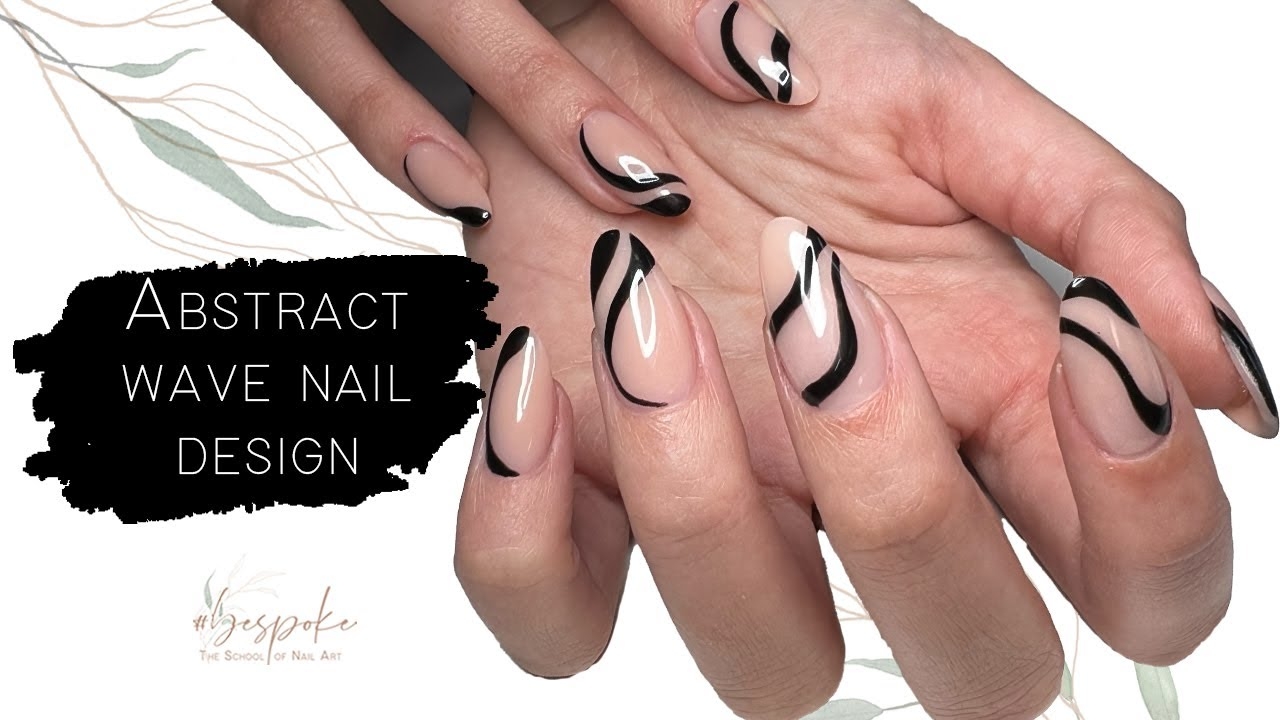 Easy Abstract Nail Art Design Watch Me Work Nail Art Tutorial Wave Nail Art Freehand YouTube