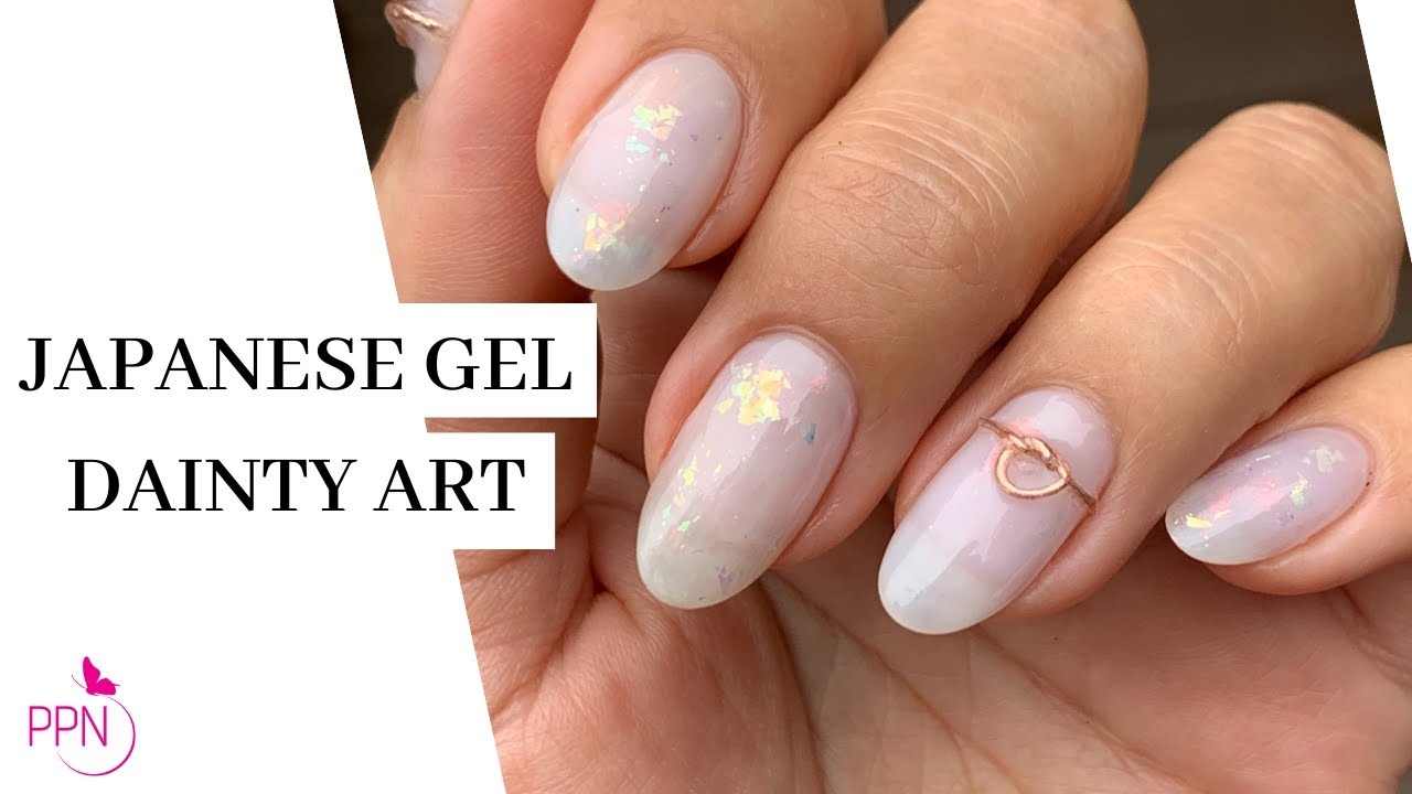 Easy Japanese Gel Nail Art Opal Flakes Dainty Ring YouTube