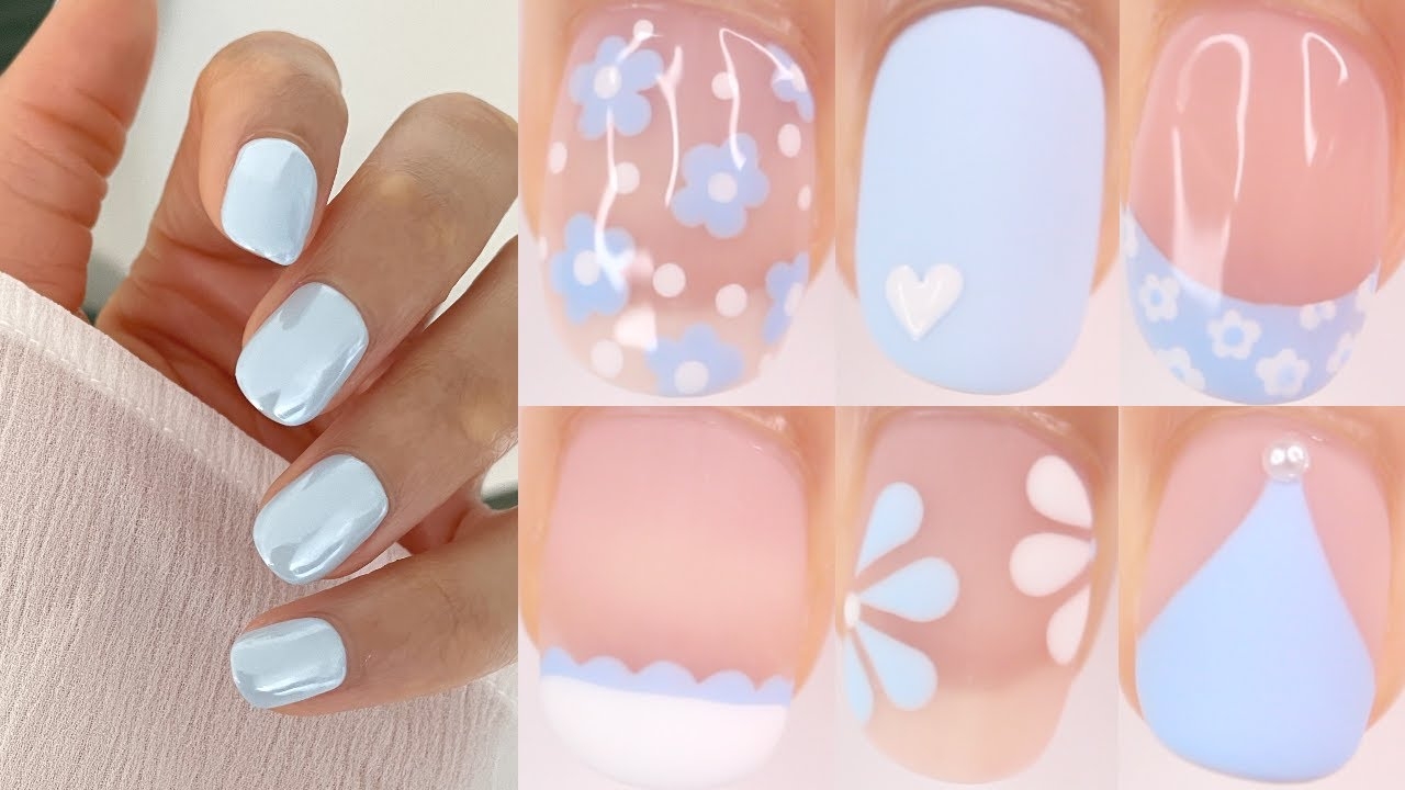 EASY LIGHT BLUE NAIL DESIGNS Spring Nail Art YouTube