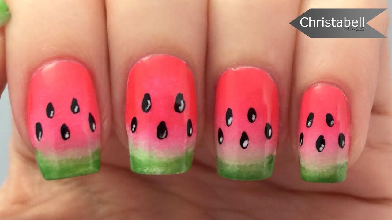 Easy Watermelon Nail Art Tutorial YouTube