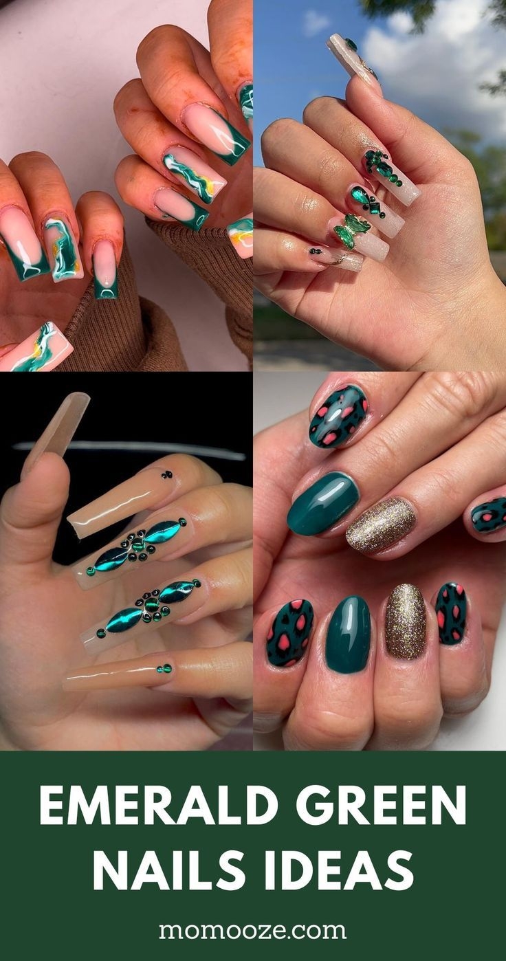 Emerald Green Nails Designs