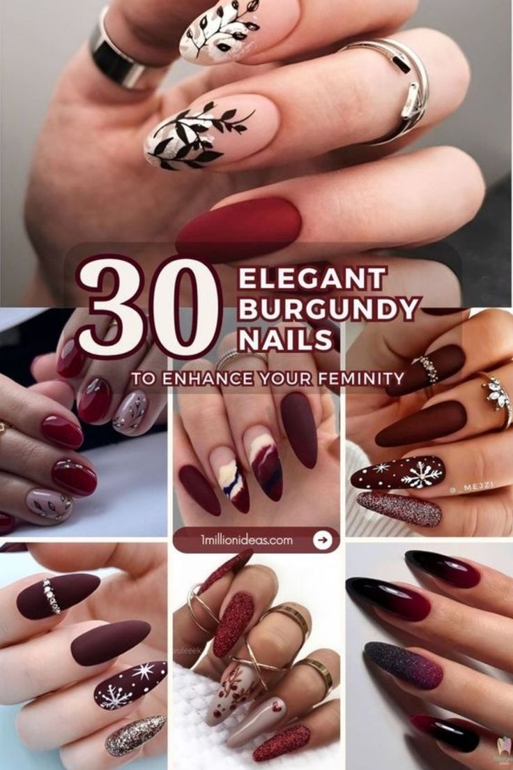 Enhance Femininity With 30 Chic Burgundy Nail Designs 