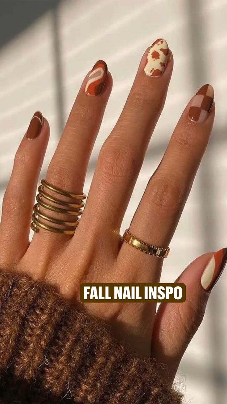 Fall Nail Inspo Fun Designs For Fall Cute Nail Art French Tip Nails Brown Red Orange Green