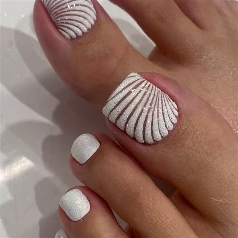 white toe nail designs
