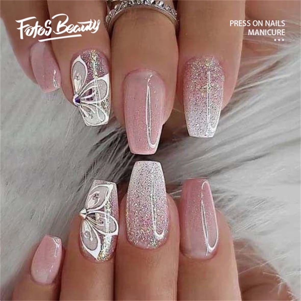 Fofosbeauty 24 Pcs Short Coffin False Nails Press on Afternoon Tea Design 2022 Walmart