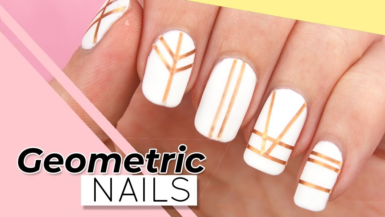 GEOMETRIC NAIL ART Easy STRIPING TAPE NAILS For Beginners YouTube
